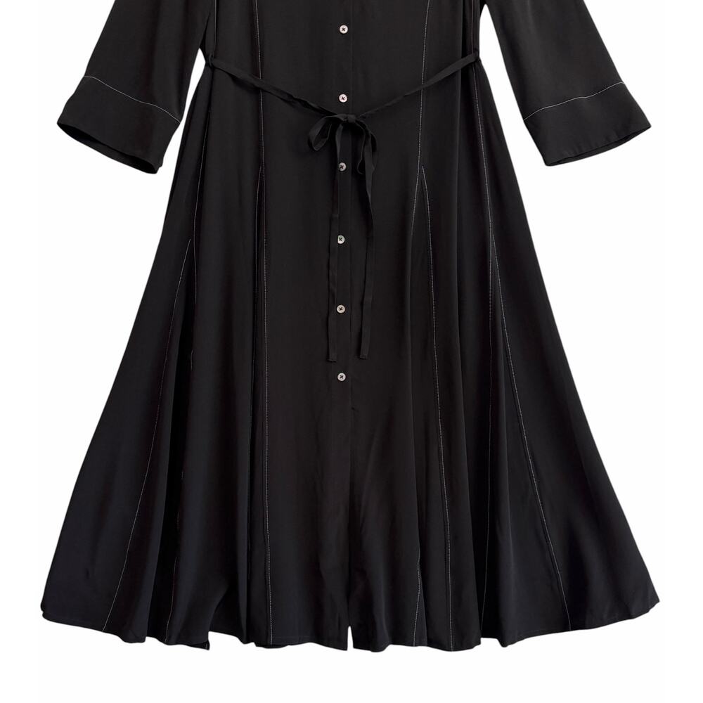 MM Lafleur The Pepper Midi Dress Black Top Stitch Medium Washable Silk Chic NWT - Picture 10 of 15